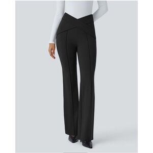 Halara High Waisted Crossover Flare‎ Yoga Seamed Pants Black Women's Size Medium